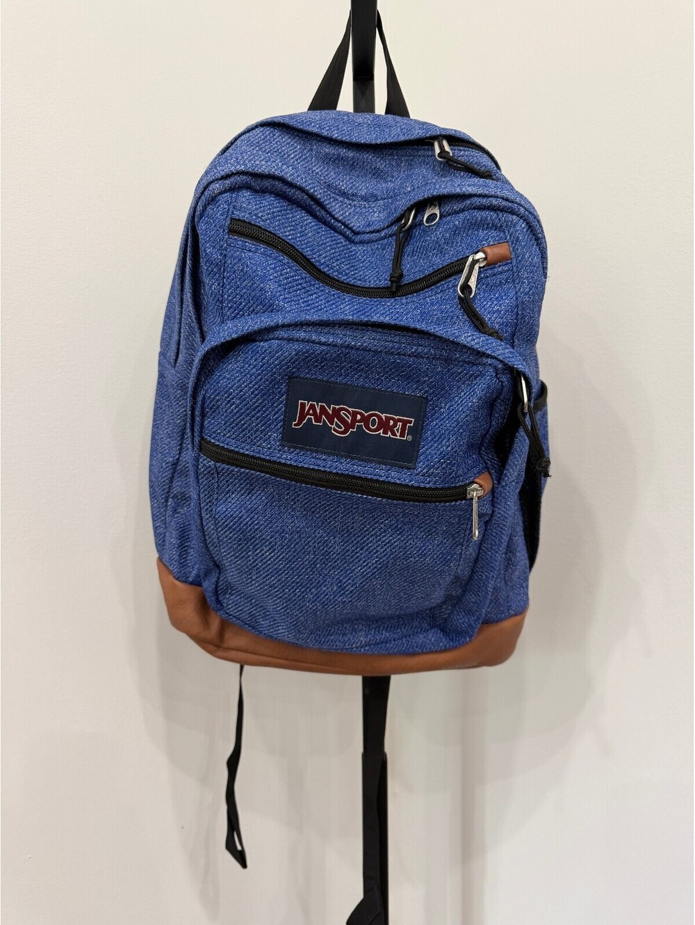JanSport Blue and Brown Backpack with Multiple Compartments